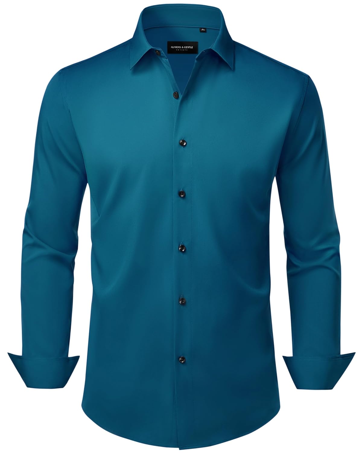 Alimens & Gentle Camisas sociais masculinas, sem rugas, elástica, lisa, manga comprida, abotoada, casamento, namoro