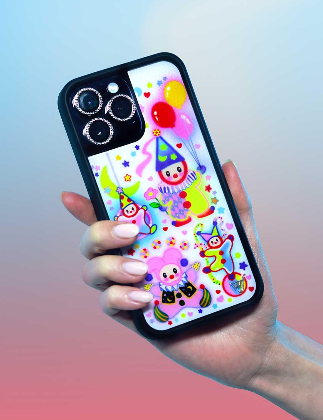 Wildflower Custodie - Compatibile con Samsung Galaxy S25 Edge | Paraurti protettivo nero, certificato Test di caduta da 1,2 m, donne di proprietà piccole imprese | Clown Around - Circus Stars Moon Red