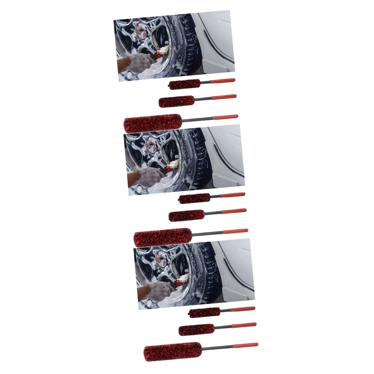 PRETYZOOM 3 Set Spazzola per La Pulizia degli Pneumatici Lungo Ruota Spazzola per Cerchi Auto Spazzola per Pneumatici Spazzola per Dettagli Auto Ben Spazzole di Autolavaggio Rosso 3 Pezzi*3