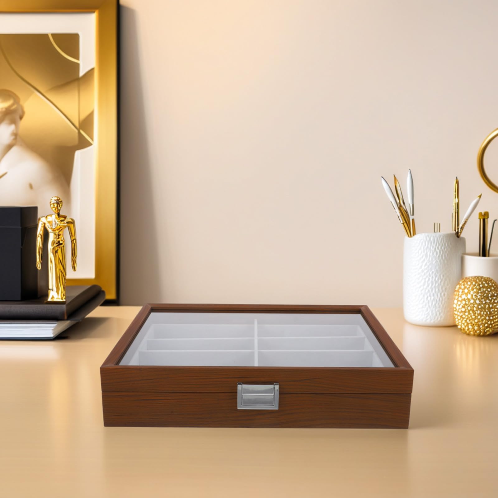 KICHOUSE Sonnenbrillen mit Staubschutz mit 8 Fächern Organizer Tragbares Brillenetui für Damen und Herren für Sommer und Zuhause