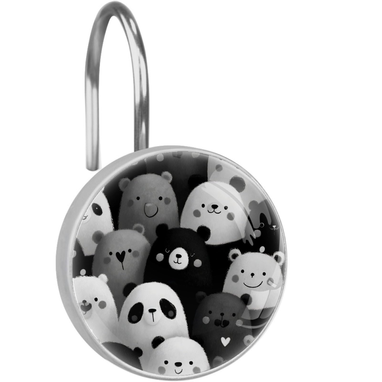 VAPOKF Decorative Shower Curtain Hooks, Cartoon Bear Rustproof Stainless Steel Shower Curtain Rings for Bathroom, Shower Curtain Hangers for Shower Rod, 12 Pack
