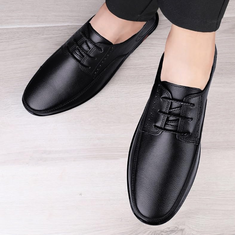 Men's Casual Walking Shoes Office Flats Mens Sneaker Low Top Lace Up Pointed Toe Casual Oxford Shoes Non-Slip Softsole Walking Derby Shoes3