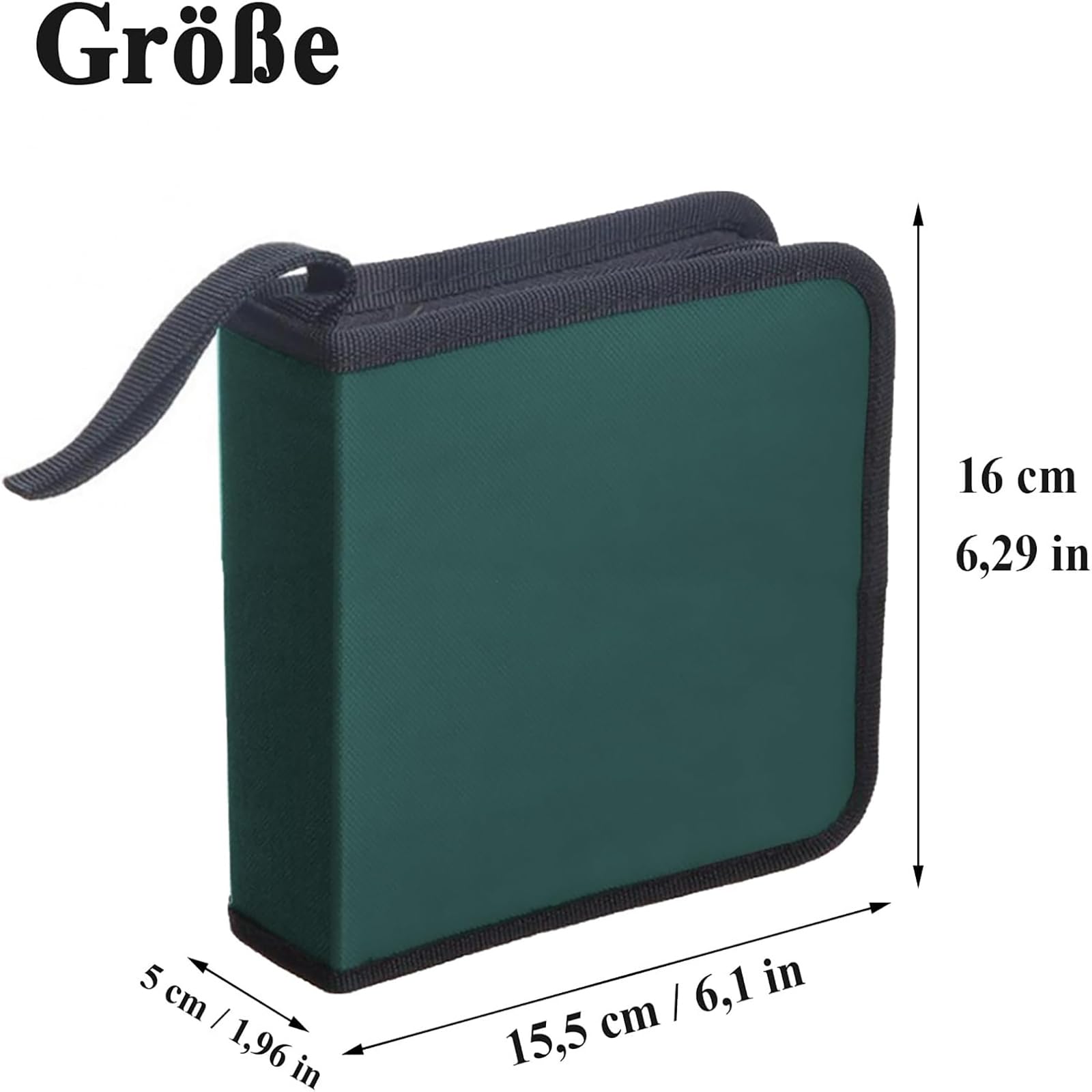 Pochette CD, Sac de Rangement à Fermeture éclair, Sac de Rangement de Disques pour 40 Disques, Sac de Rangement de CD pour la Voiture et la Maison, Sac de Rangement de Disques, Vert