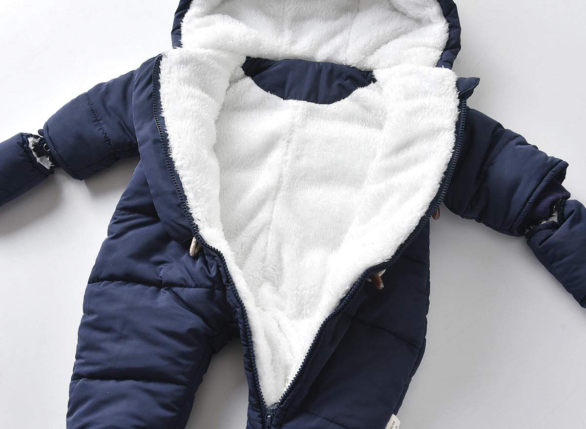 Tuta da neve per neonato da neonato Cappotto invernale termico con cerniera spessa Tuta con cappuccio antivento con cappuccio Capispalla con guanti