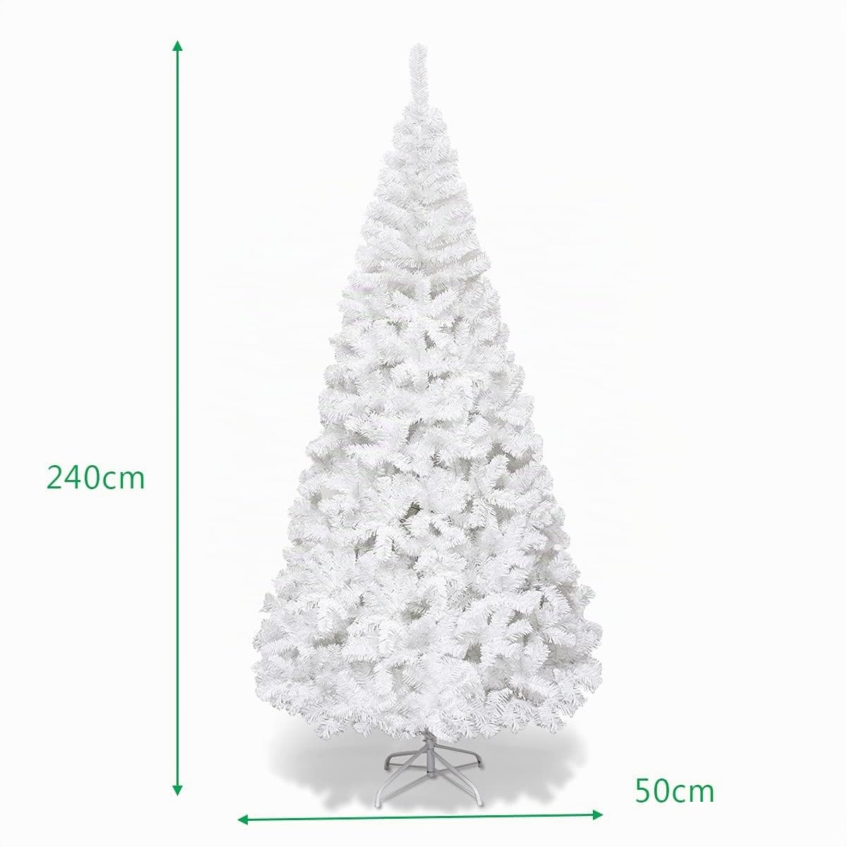 RELAX4LIFE Sapin de Noël Blanc 240 CM, Sapin Noel Artificiel en PVC avec Support en Métal, Arbre de Noël pour Décoration Maison/Bureau/Magasin (Blanc, 240 CM)