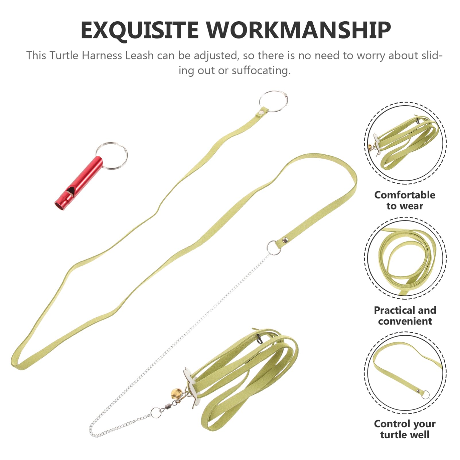 Mipcase Turtle Leash Turtle Supplies Harness Accessories Tortoise Pet Hauling Rope Leashes Outdoor Tortoise Control Rope Animals Harness Strap Light Green Stainless Steel Chain