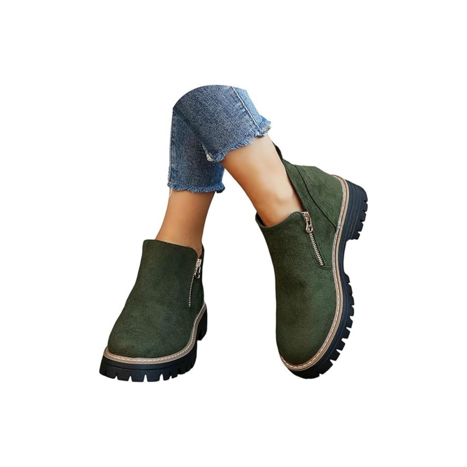Boots For Women Ankle Booties Low Heel Slip on Pointed Toe Chunky Block Mid Heel Short Booties Dressy