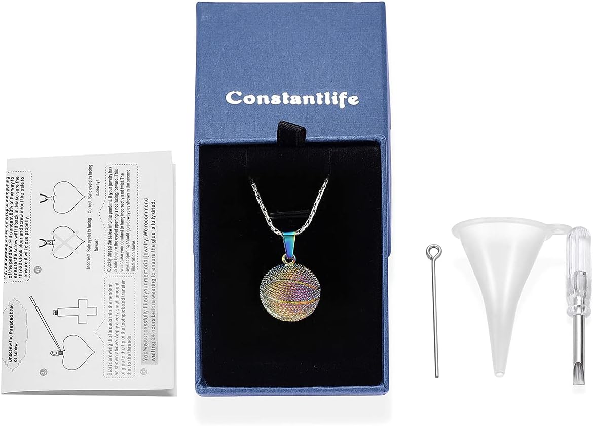 constantlife Cremation Jewelry for Ashes - Basketball Stainless Steel Memorial Pendant Urn Necklace Keepsake for Men Women - Image 7