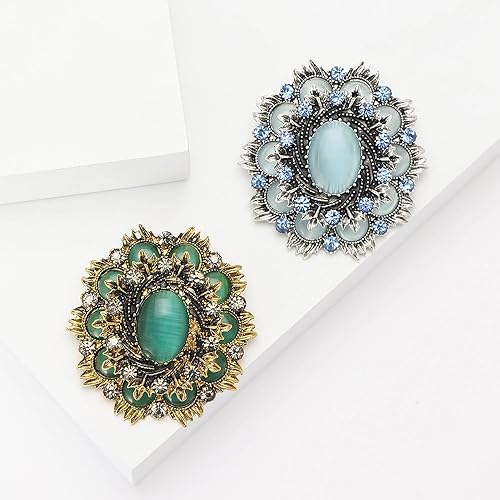 Miniatura 6 de Broche vintage para mujeres y hombres, accesorios barrocos retro de ojo de gato, elegantes broches de cristal austriaco, vestido, abrigo, suéter,