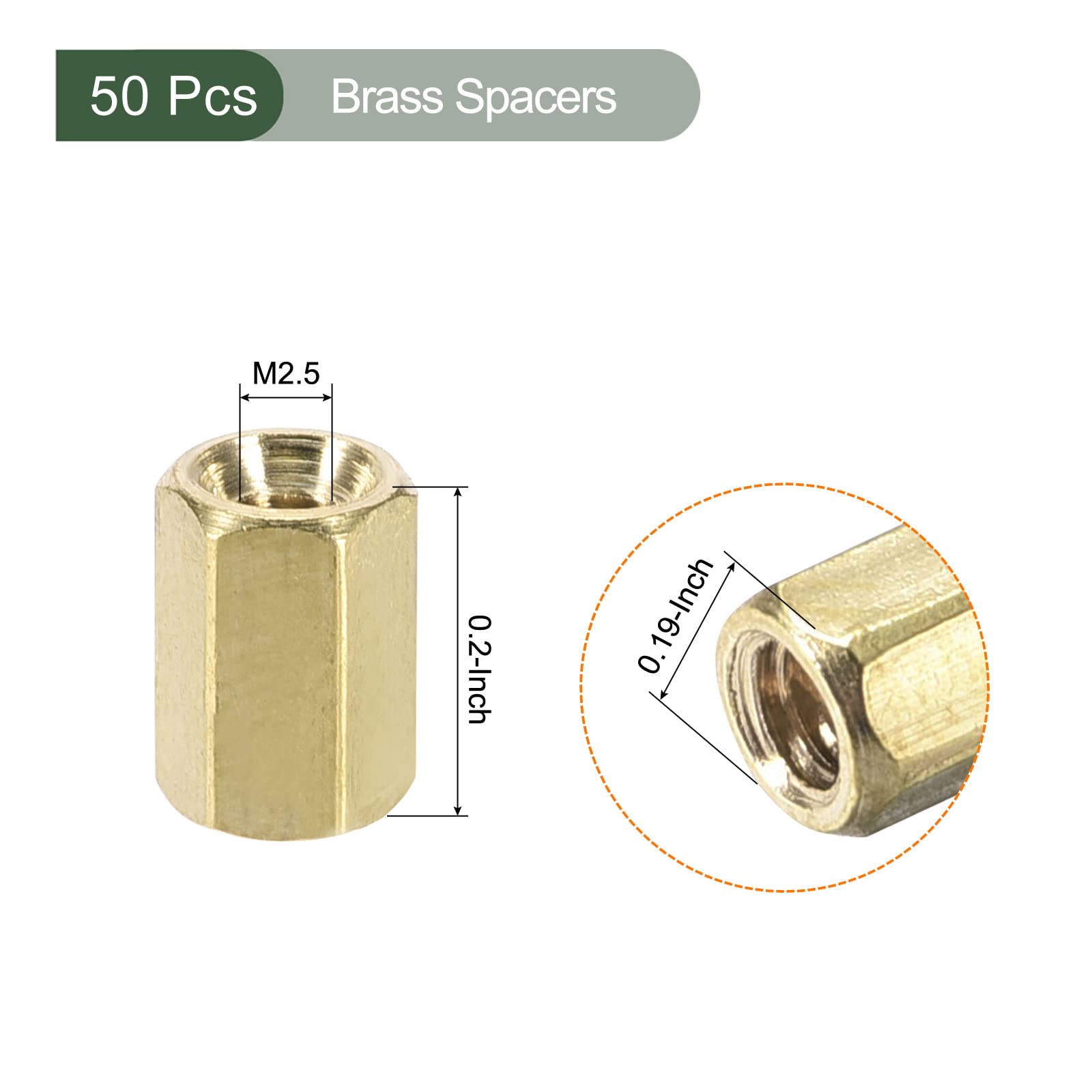 YOKIVE 50 Pcs M2.5 Spacers, Brass Hex PCB Standoffs Nuts, Keep Height Consistent, Great for Motherboard Circuit Board - Image 2