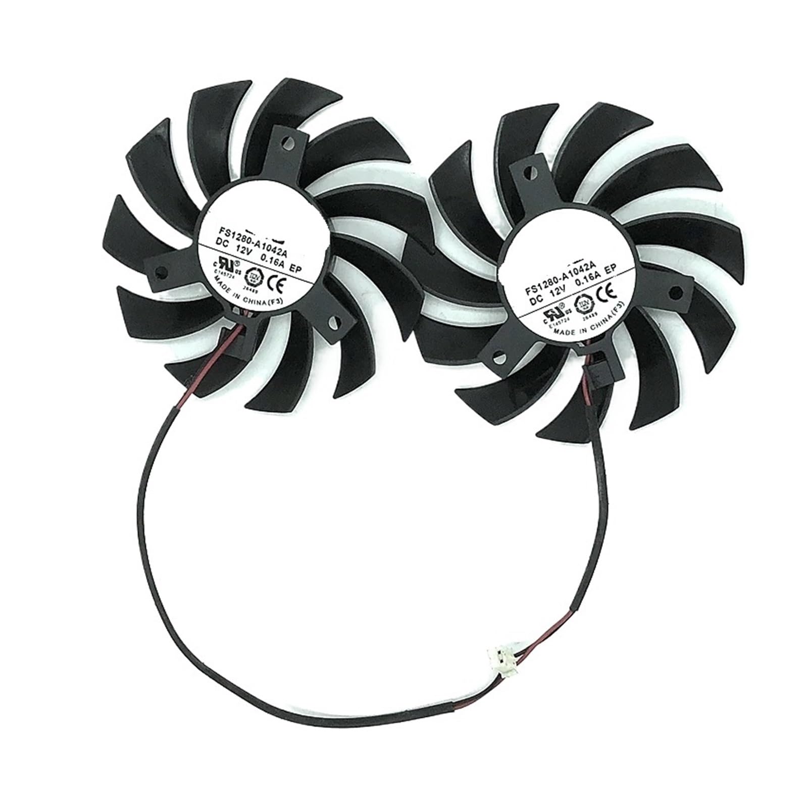UITGVDQAT 1pcs FS1280-A1042A DC 12V 0.16A Dia. 73mm C.T.C 39mm 2-Wire Server Cooling Fan