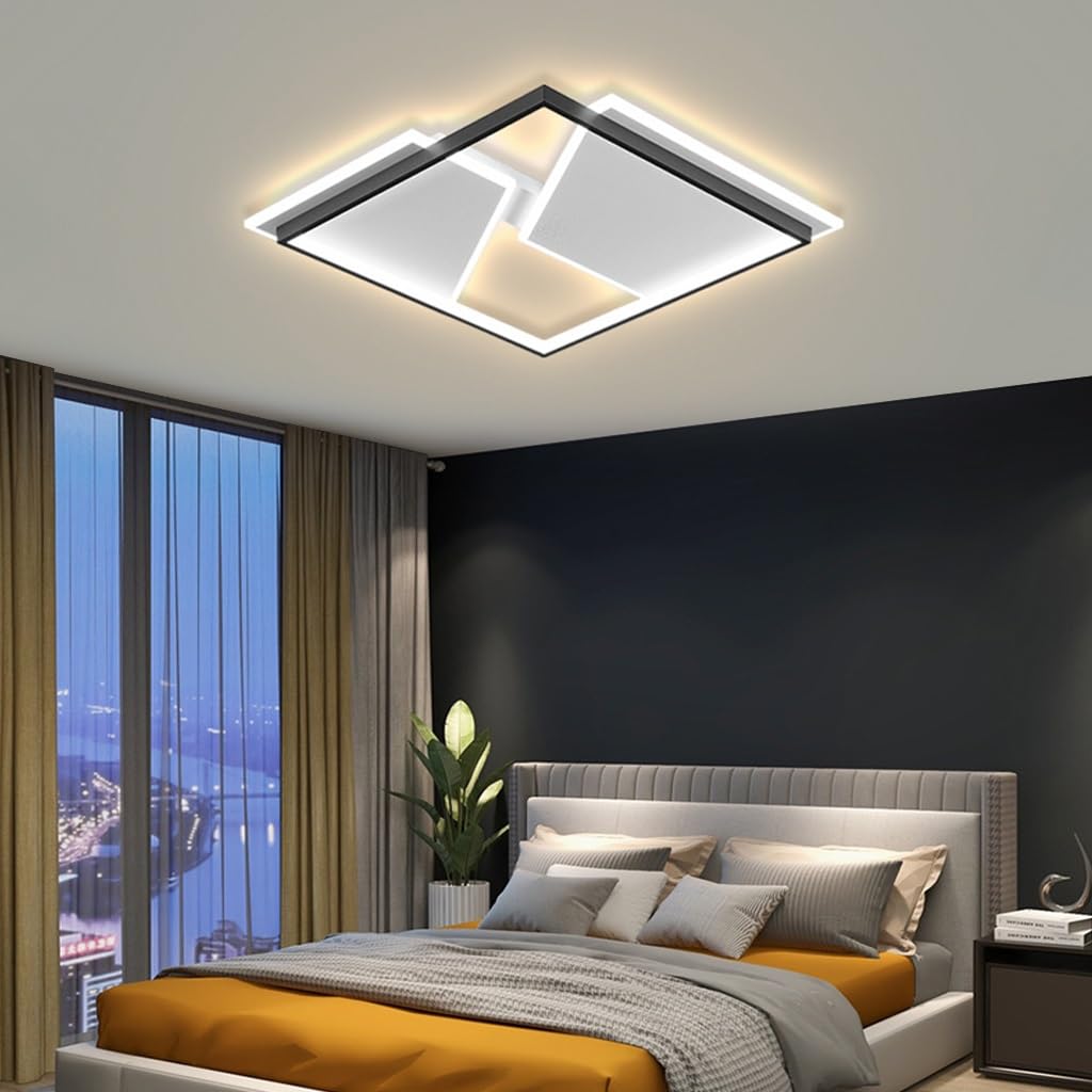 LYSDjia Modern LED Ceiling lamp with Remote Control Geometric Chic and Creative Ceiling lamp 98W Golden Metal recessed Ceiling Light Hotel Bedroom Study Kitchen Living Room Office dimmable Lighting (