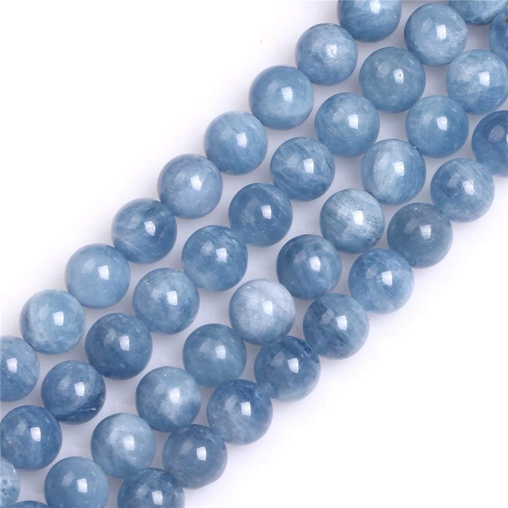 GEM-Inside Natural 8mm Blue Aquamarine Quartz Gemstone Loose Beads Round AA Grade Crystal Energy Stone Power for Jewelry Making 15"