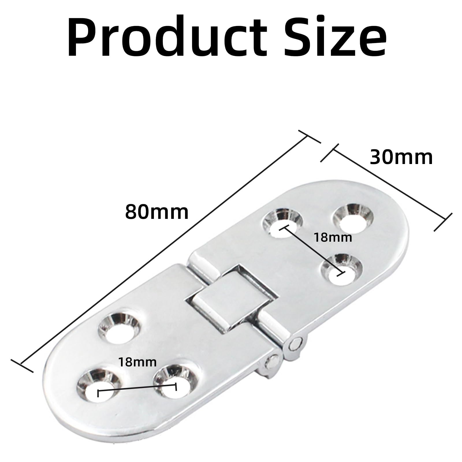 Buaak 6 Pcs Folding Flip Top Hinge, Zinc Alloy, Silver, 180 Degree, Rounded Edge, for Wood Table, Cabinet, Closet, Furniture - Image 2