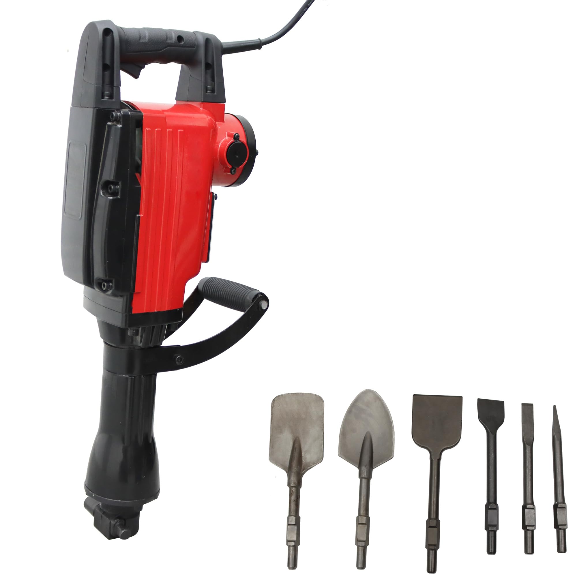 HAHAOTWU Electric Pick Concrete Crushing Hammer Breaker Electric Chisel for Concrete Demolition with 6 Shovel head 2000W Peak Power