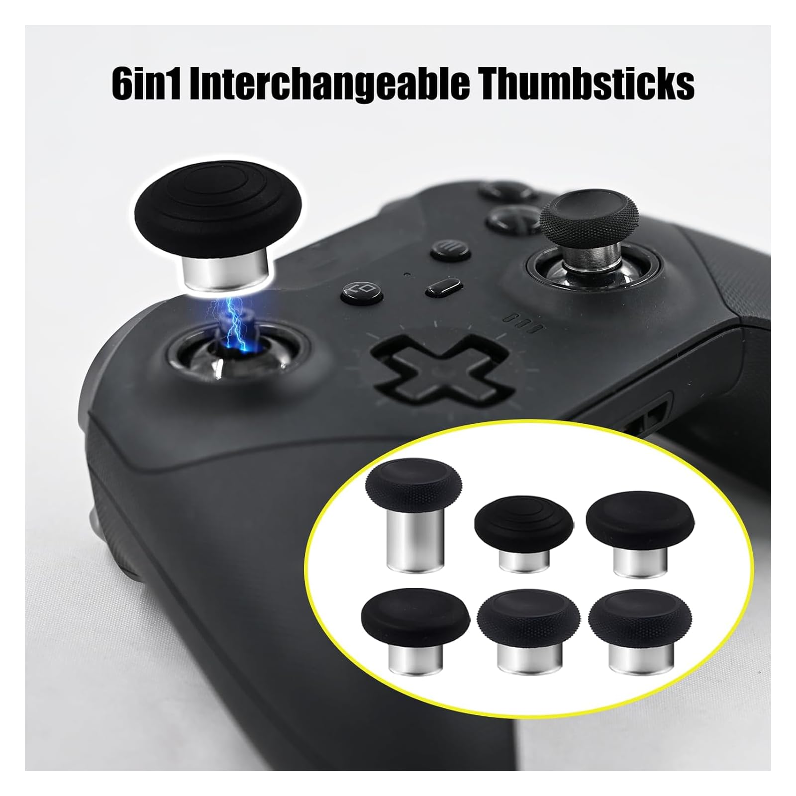 Peixiong Juego de componentes de los mandos 13 en 1 para Xbox Elite Series 2 Core Controllers con 6 joysticks metálicos y herramientas, 2 D-Pads, 4 paletas para Xbox Elite Series 2 (negro)