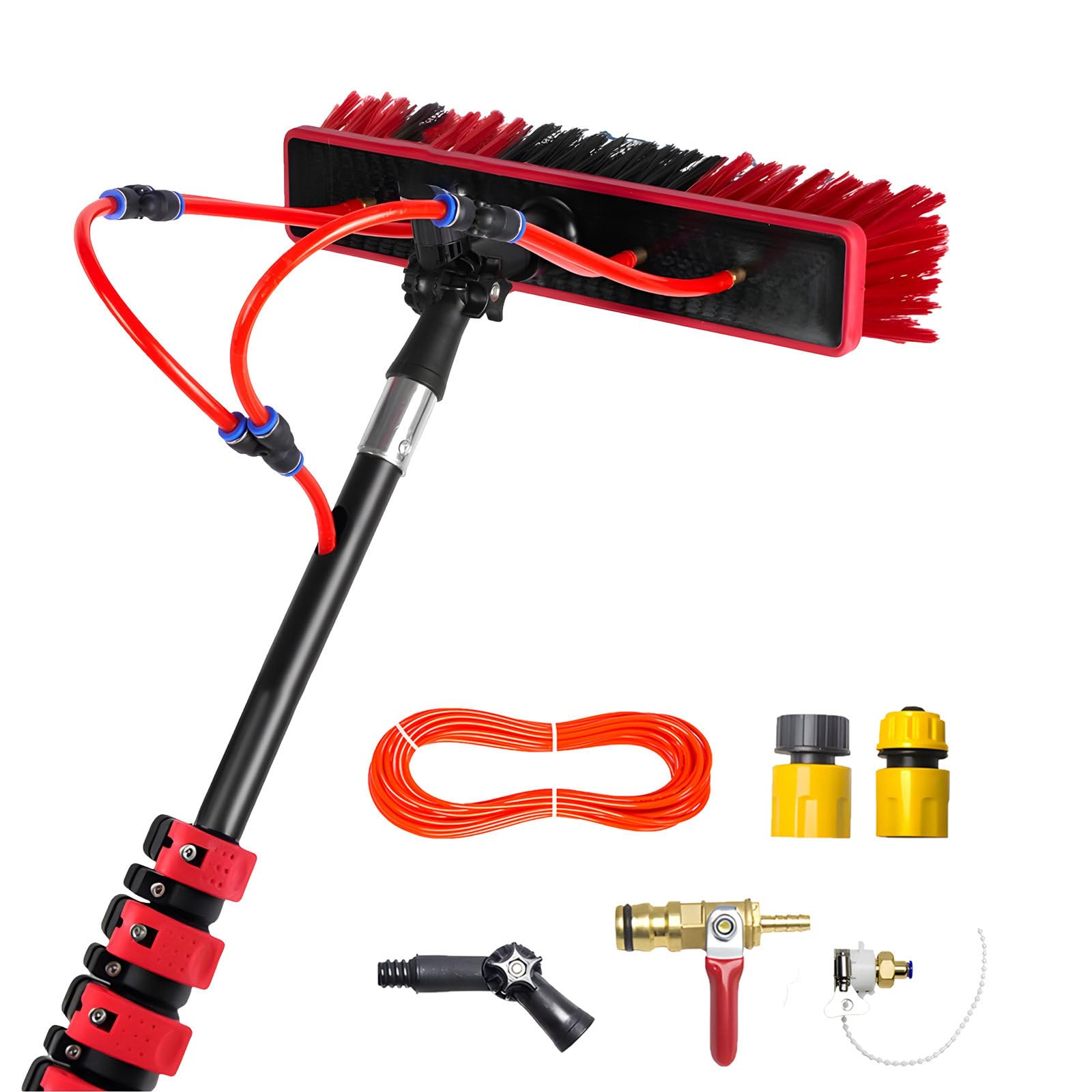 Extendable Water Fed Window Cleaning Pole - Hydrocleaner Brush for Deck Yard & Wall - 55CM Brush Head 7.2M Reach Multifunctional & Efficient Cleaning Tool