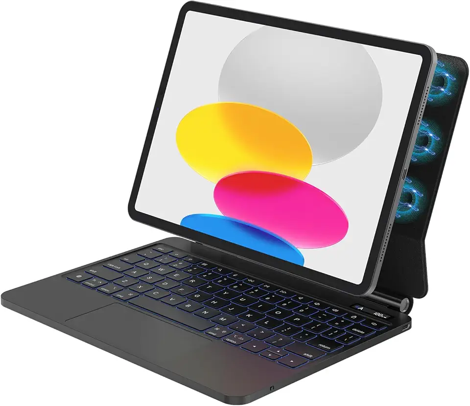 BETTDOW Capa com Teclado e Trackpad para iPad 10th Generation 2022 & 11th (A16, 2025), modelos A2696,A2757,A2777,A3354,A3355 e A3356, Teclado de seis linhas(Preto)