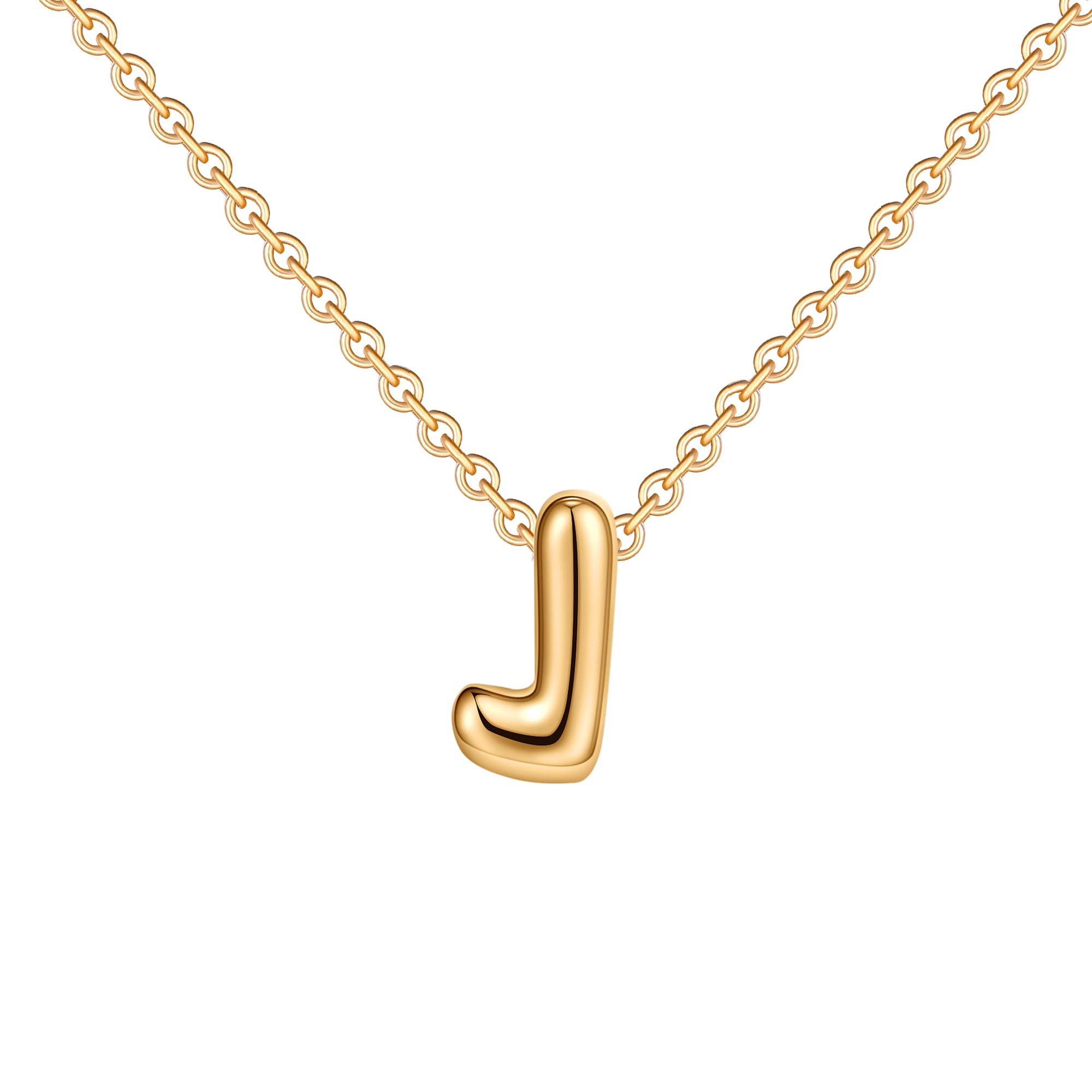 SLOONGCustom Bubble 3D Letter Necklace Name Beads Necklace 18K Gold Plated Dainty Initial Personalized Necklace for Women Mom Mother Girlfriend Initial Alphabet A-Z