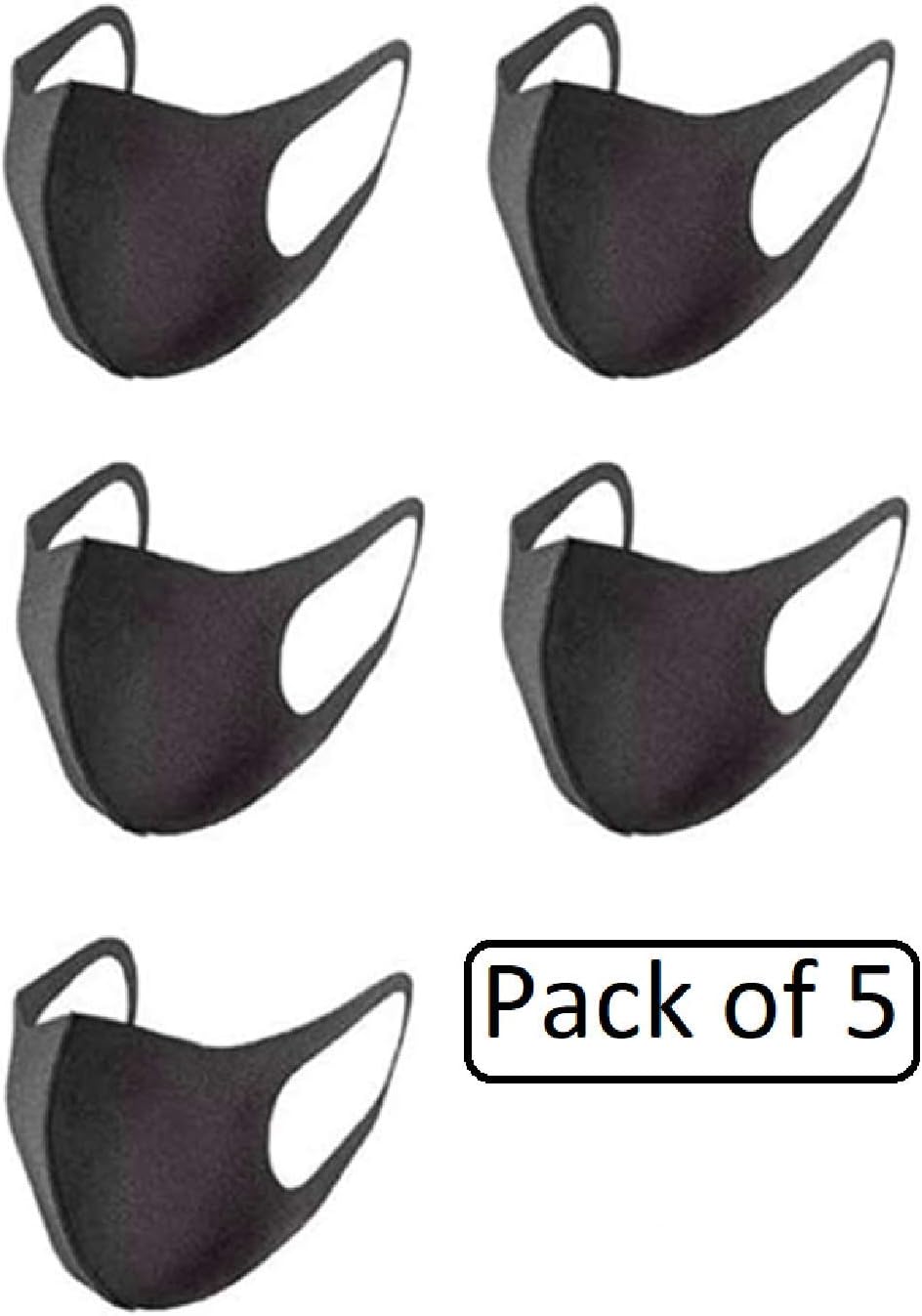 EGO Premium Face Masks (Pack of 5) 100 Cotton, Washable