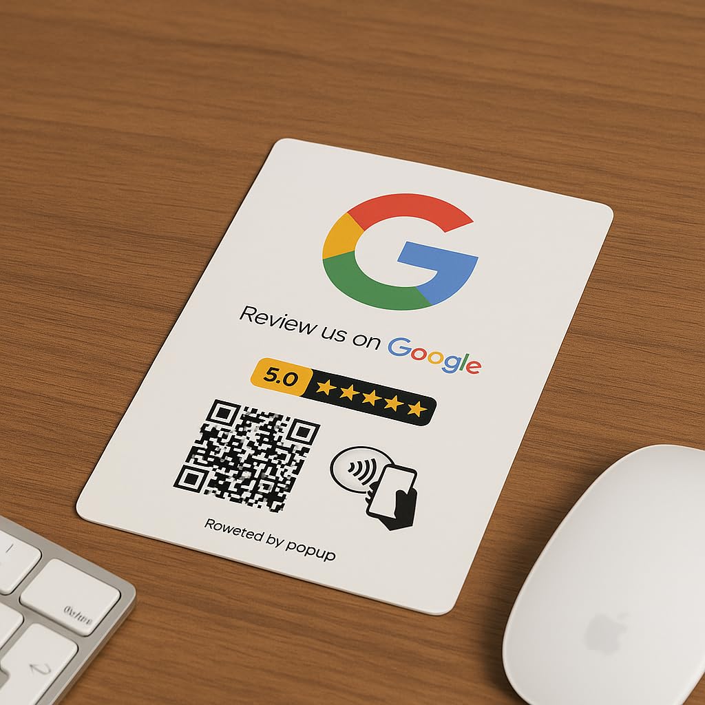 Card Recensioni Google NFC + QR Code per richiedere recensioni istantaneamente, Compatibile Android e iOS