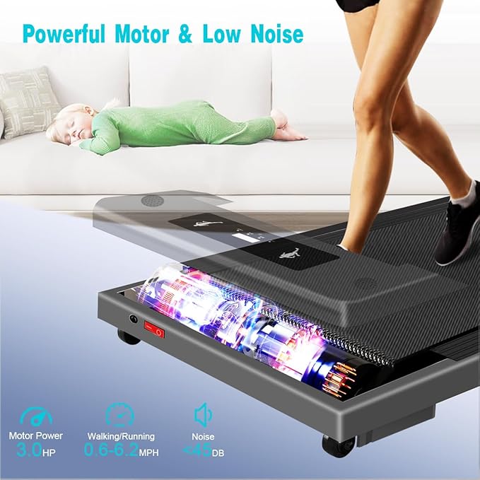 Caminadora Plegable Eléctrica 3 hp con Manubrios, Negro miniatura 2