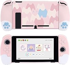 GeekShare Linda capa protetora de silicone macio compatível com console Nintendo Switch e Joy Con- capa fina com absorção de choque e antiarranhões com design ergonômico para Switch -- Rosa