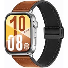 Huawei Watch Fit 3 / Fit 4 / Fit 4 Pro  le Uyumlu Manyetik Tokal  Suni Deri Kordon Kahverengi