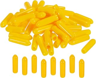 MECCANIXITY 50pcs 1/8 inch(3mm) Rubber End Caps Cover PVC Vinyl Screw Thread Protector Round Wire Shelf Caps for Screw Bolt Pipe Fence Post, Yellow