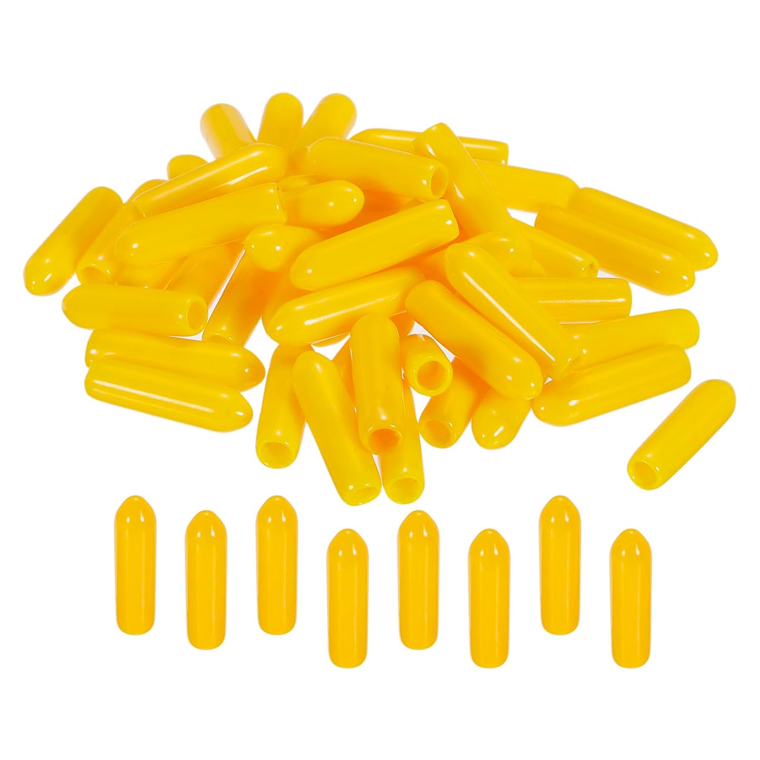MECCANIXITY 200pcs 1/8 inch(3mm) Rubber End Caps Cover PVC Vinyl Screw Thread Protector Round Wire Shelf Caps for Screw Bolt Pipe Fence Post, Yellow