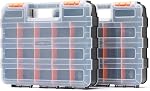 Mayouko Double Side Tool Box with Transparent Lid, 8 Movable Small Trays & Removable Dividers, Multi-Function Small Parts Organizer, for Hardware, Screws, Bricks, Nails, Jewelry and Fishing Tackle