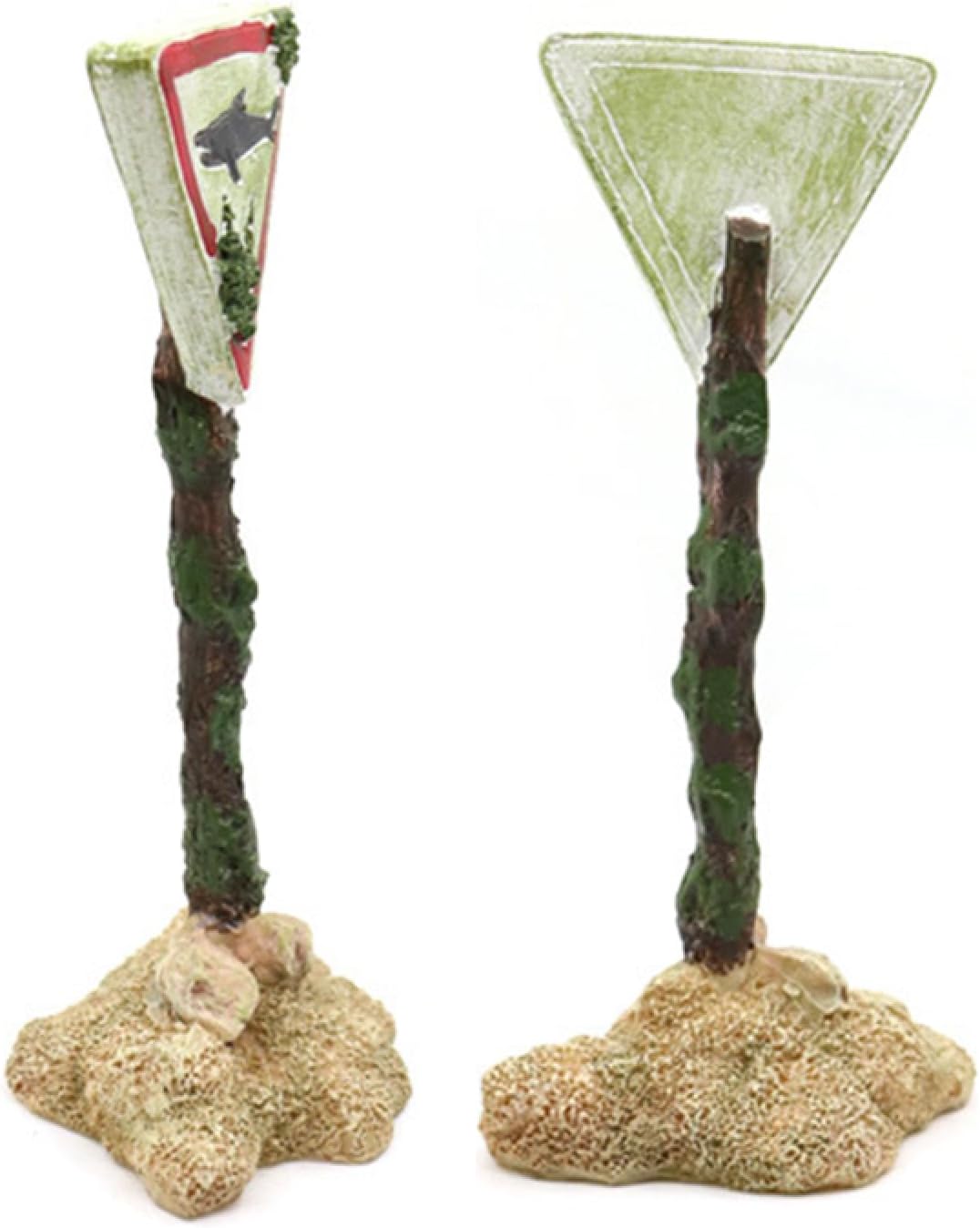 水槽の装飾、水族館の装飾装飾品 人工サメ警告サイン 造園アクセサリー 2個 04