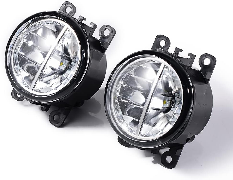 Left Right Real Glass Lens XML2 LED Fog Light Driving Lamp Compatible with Jaguar Lincoln Nissan Subaru H8 H9 H11 Socket