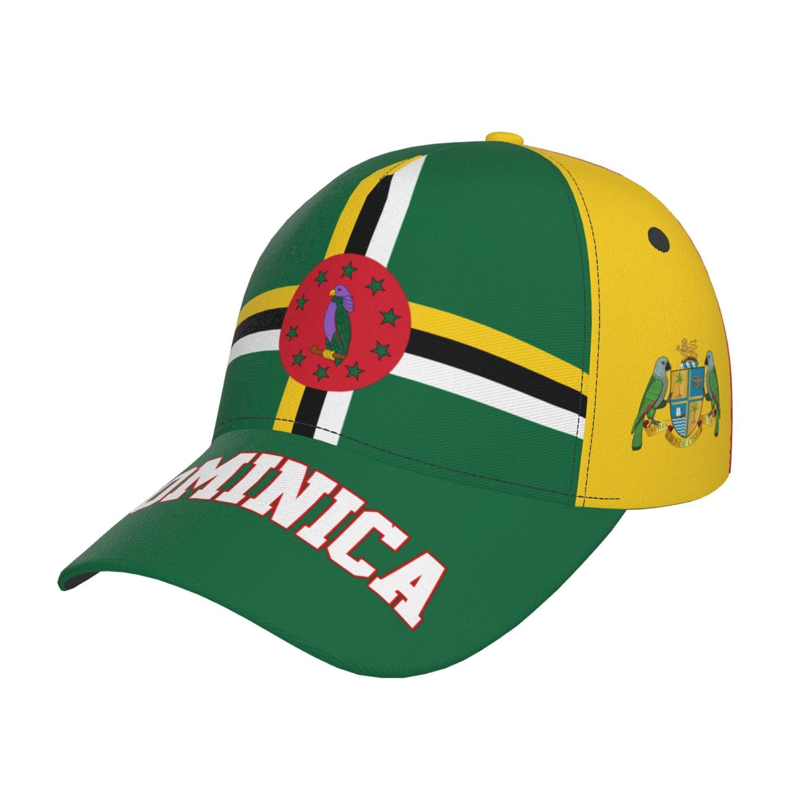 Rfshop Unisex #1469 Dominica Flag Dominican Baseball Cap Full Print Adult Men Hat Patriotism Supporter Soccer Caps Black