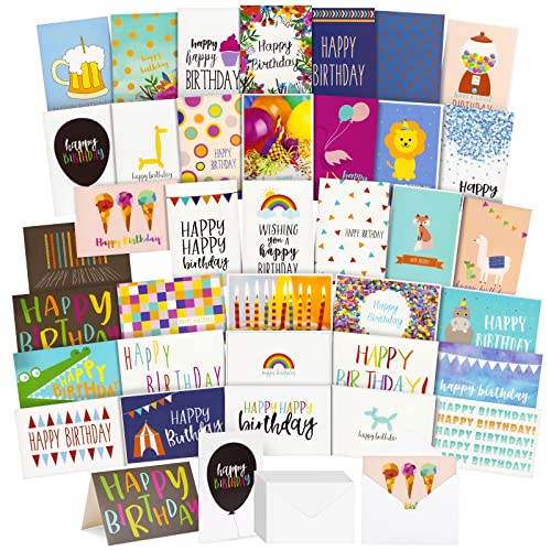La Mejor Selección de Tarjetas de felicitación los más recomendados. 41 BEST PAPER GREETINGS Paquete de 36 tarjetas de cumpleaños con sobres a granel, interior en blanco para oficina, amigos y niños (36 diseños únicos surtidos, 4 x 6 en tarjetas de...