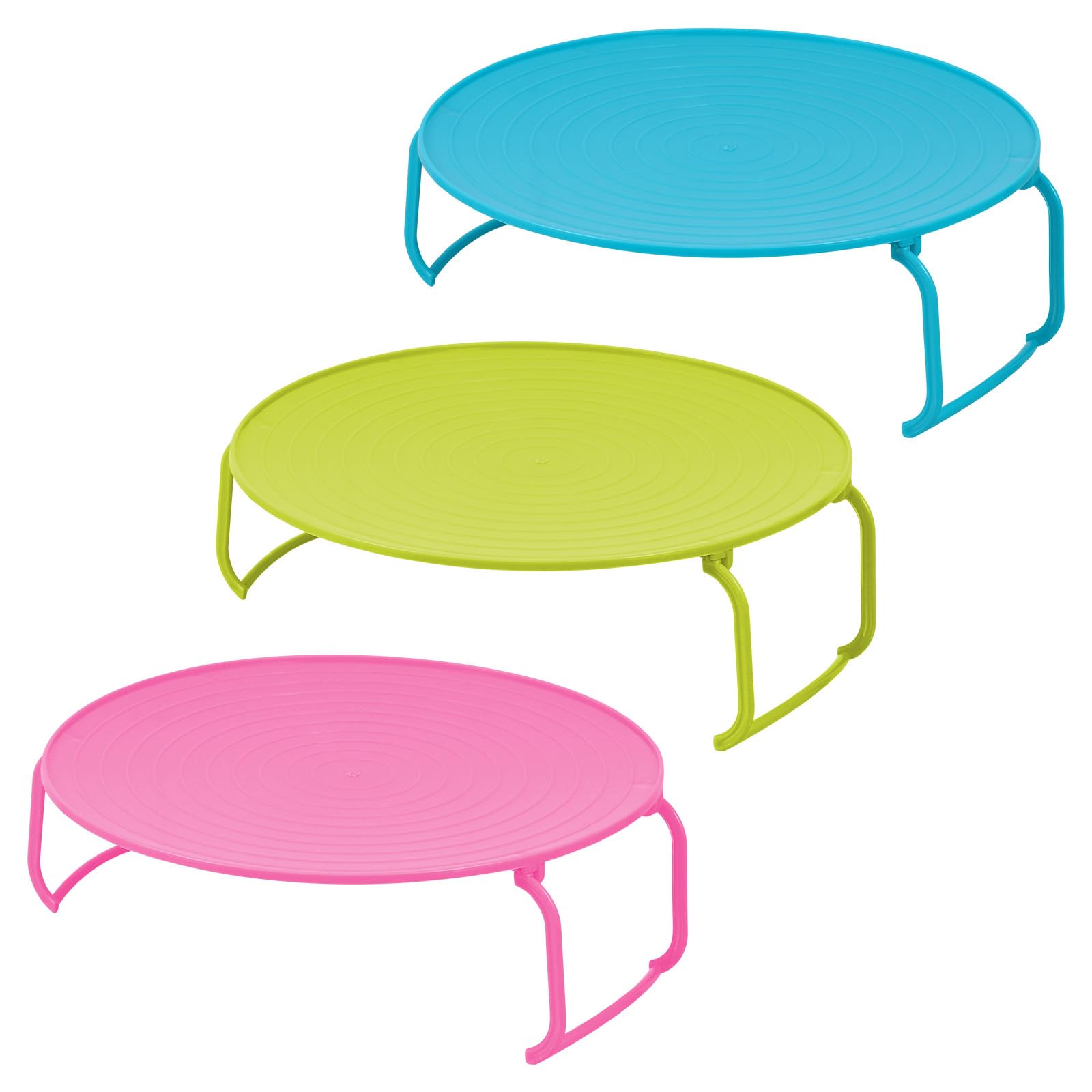 HOMSFOU 3pcs Folding Microwave Steaming Tray Set, Food Heating Rack Layered Storage, Rounded Kitchen Steaming Rack for Home Microwave Oven Use Random Color