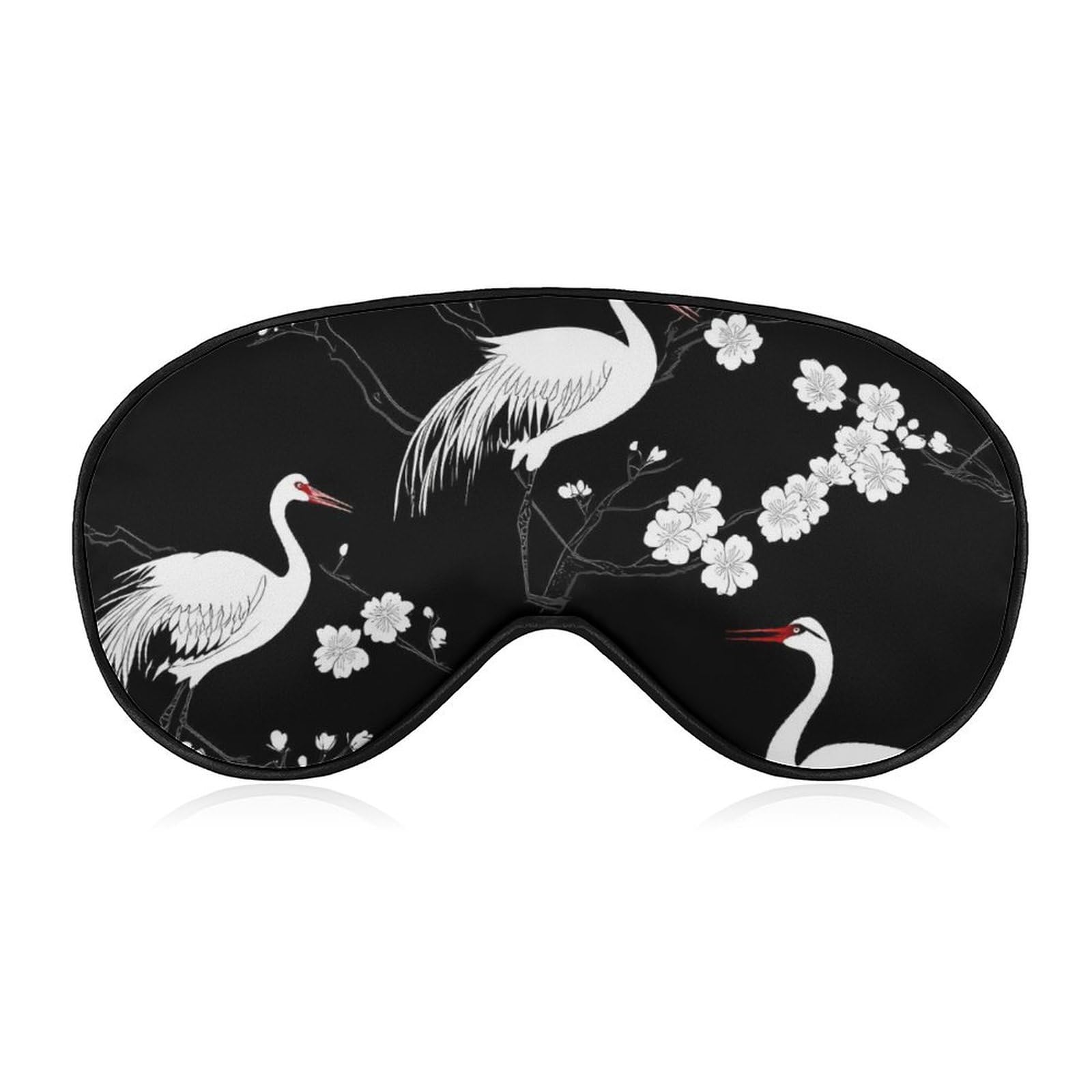 Japanese Crane White Birds Sleep Mask Eye Shade Cover Adjustable Strap for Travel Lunch Break Women Men