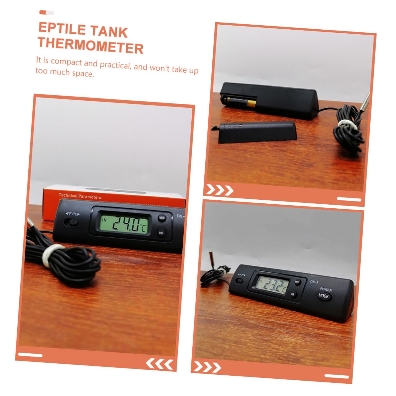 GANAZONO 1 Set Aquarium Thermometer Fish Tank Accessory Digital Fish Tank Thermometer Digital Thermometer Temperature Measure Device Practical Thermometer Fish Tank Supply Black Abs