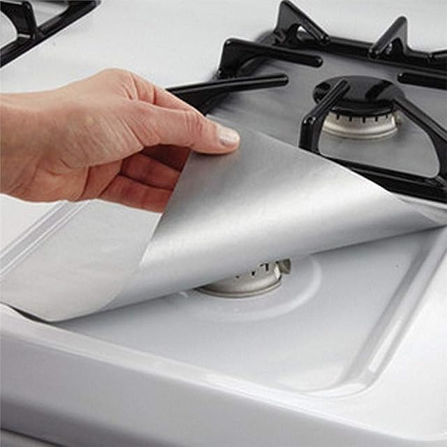 sunnymi1PCS Reusable Aluminum Foil Burner Cover Non Stick Gas Range Stove Burner Cover Protector Liner Clean Mat Pad Perfect for Kitchen (B)