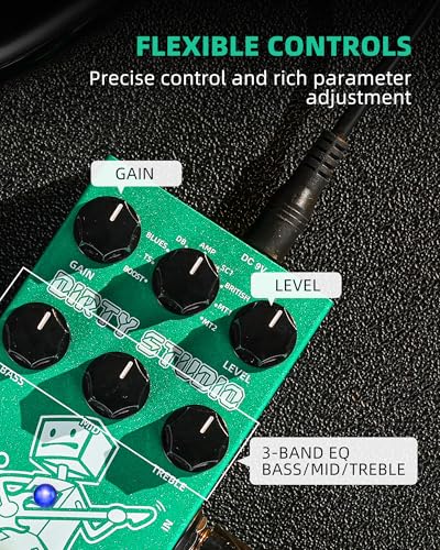 Image of LEKATO Boost Distortion Overdrive Digital Guitar Effect Pedal with 9 Tones, 3-band EQ, True Bypass, Combo Clean Pedal for Electric Guitar