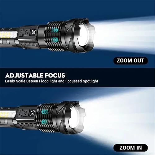 Miniatura 3 de XAUCY Linterna súper grande recargable LED flash luz de largo alcance antorcha zoom al aire libre con pantalla de alimentación digital