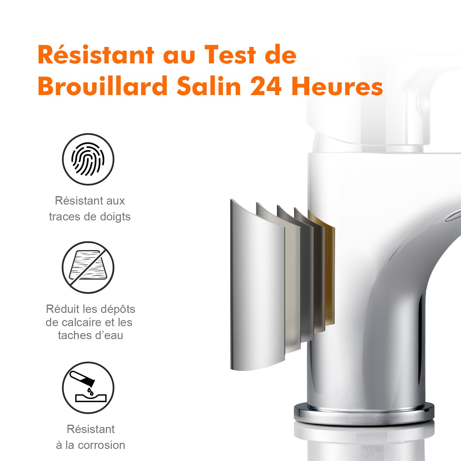 GRIFEMA G11003 Mitigeur Lavabo Laiton Chromé, 74 mm | Eau chaude et froide, cartouche céramique, aérateur ABS, raccord G3/8 et deux flexibles de 40 cm