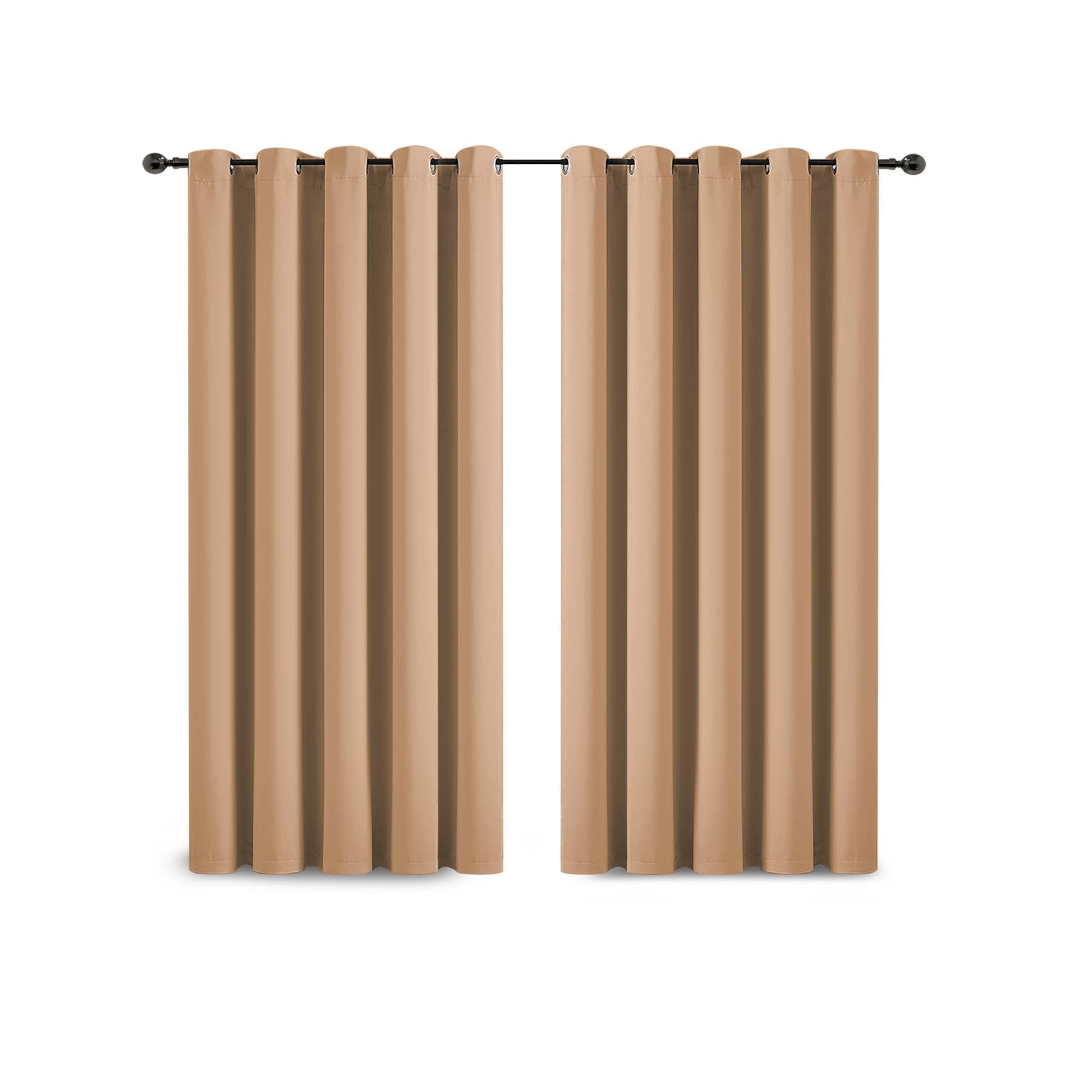 Yorkshire Bedding Beige Blackout Curtain Ring Top 46X54 - Eyelet Thermal Insulated Door Curtains For Bedroom Decor Energy Saving Panels + 2 Tiebacks