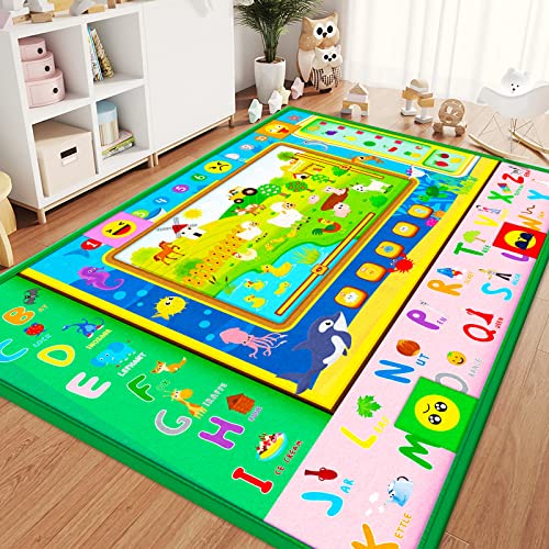 Image of Baby Mat for Floor,Plush Baby Crawling Mat ABC Playmat for Babies Infants Toddlers, Large Extra Thick Non-Slip Padded Baby Tummy Time Activity Mat Gym Rug,Foldable Floor Mats for Kids Learning Playing