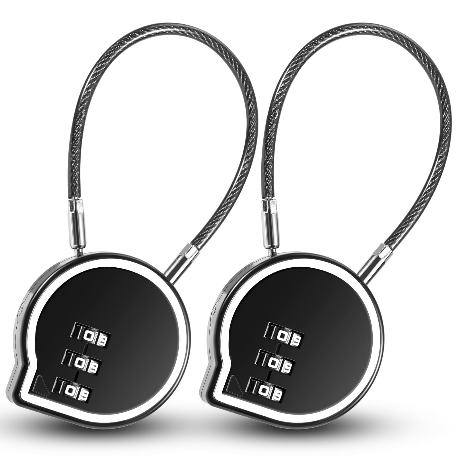 TazweeqLocker Lock with Combination Code, Cable Lock for Cabinet Locks, Sturdy 3 Digit Combination Lock for Locker, Zinc Alloy Padlock for Gym Locker Lock,Pad Locks with Code, Black(2 Pack)