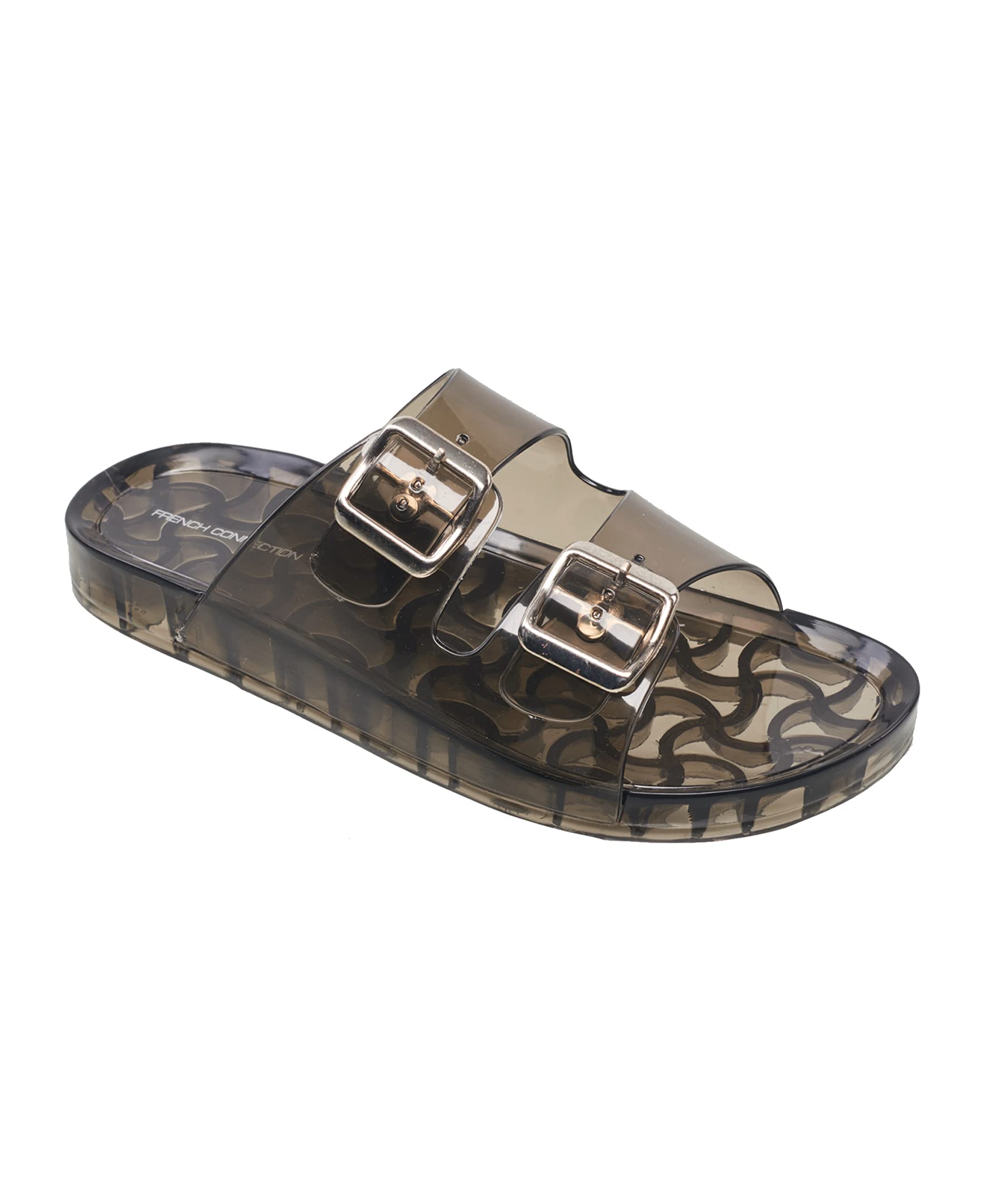Marley Double Buckle Clear Lucite Two Strap Sandal