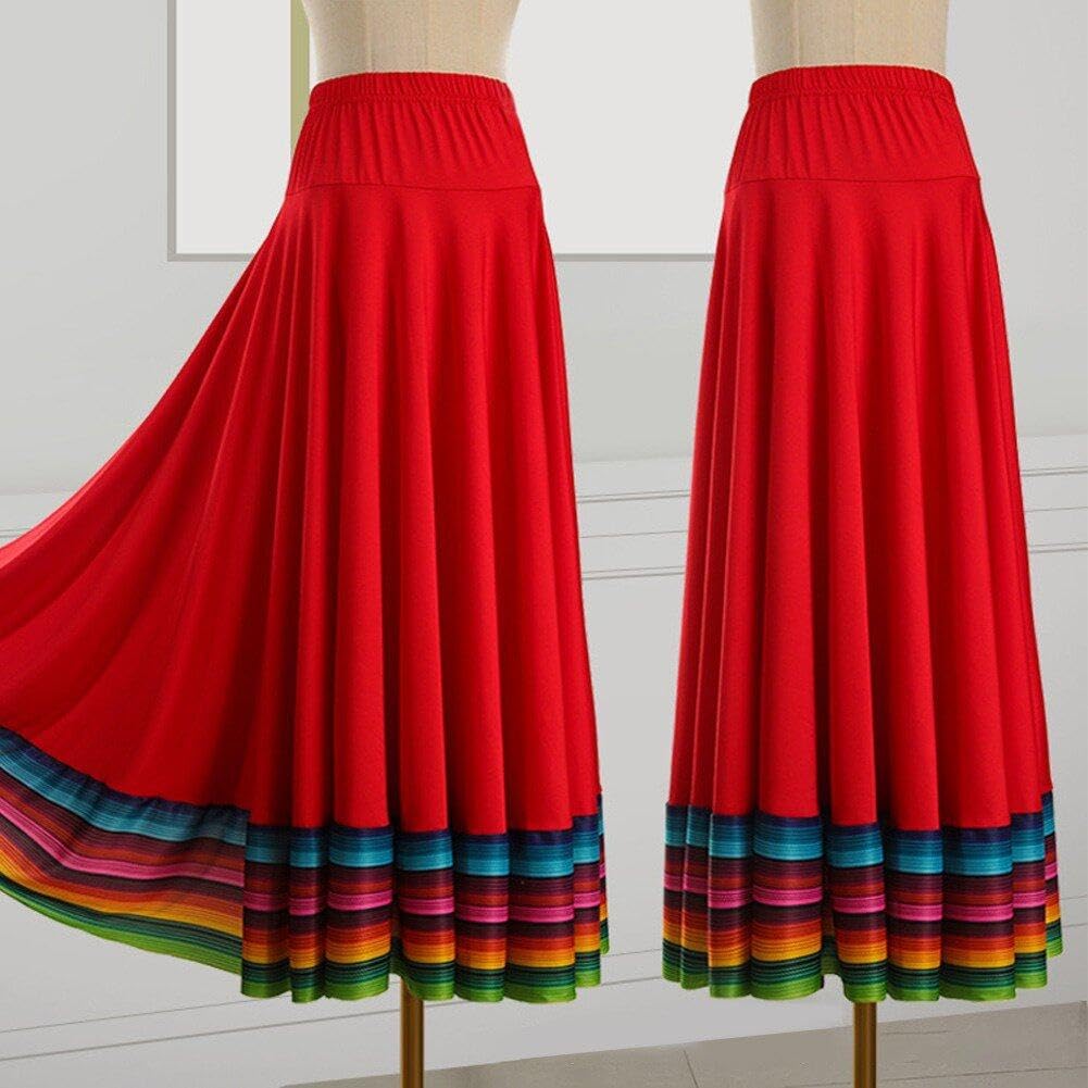 Gonna Ballo Folcloristico Flamenco Spagnolo Colorato Grande Altalena Gonne Lunghe Costume Spettacolo di Danza Popolare Messicana Folcloristica