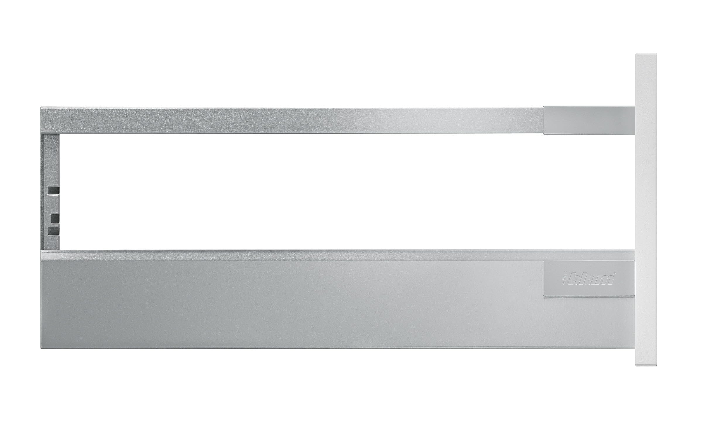 siwitec Blum TANDEMBOX antaro Frontauszug Reling D Vollauszug Grau RAL 9006 | M-Zarge | Schubladenschiene 500 mm Nennlänge | Belastbarkeit bis 30 kg | BLUMOTION Soft-Close | zum Anschrauben