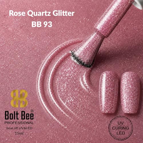 Image of BOLT BEE 15ML Gel Nail Polish 1Pc Clear Pink Glitter Nail Polish Soak Off UV LED Nail Gel Polish Nail Art Starter Manicure Salon DIY at Home, 0.5 OZ (1) (93)