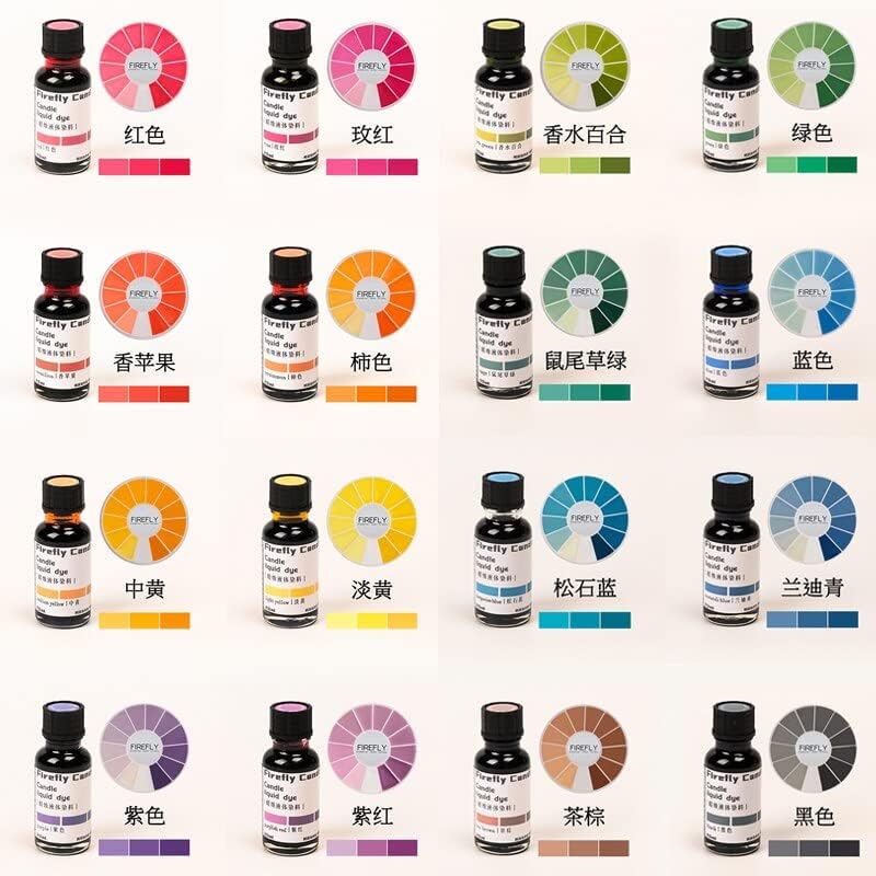 Color Candle Pigment Highly Concentrated Liquid Dye Soy Wax Beeswax Palm Wax Scented Candle DIY Candle Making Dye| | - - (Color: 3ml X 16 Colors)